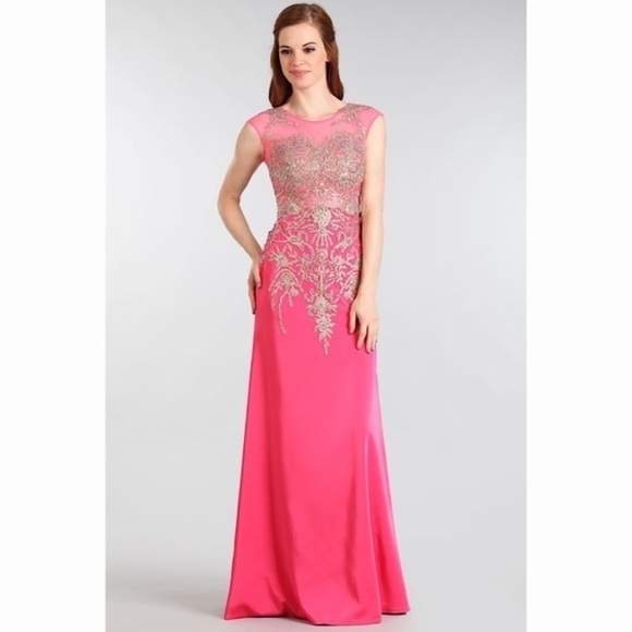 1572 Pink or Purple or Red Gold Lace Dress - Picture 6 of 14